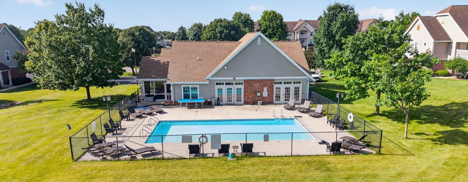 a swimming pool in a backyard